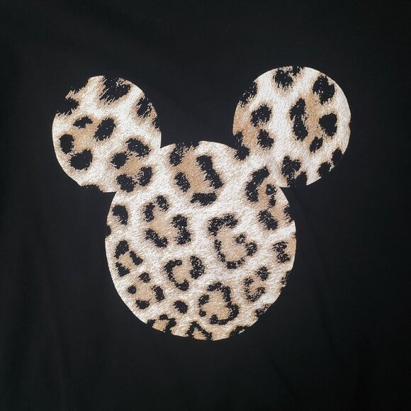 DISNEY Womens Shirt SZ L Mickey Mouse Leopard Animal Graphic Long Sleeve - Picture 7 of 8